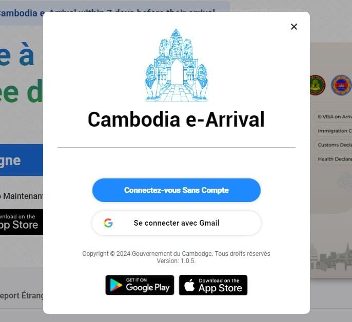 Cómo registrarse en la aplicación Cambodia E-arrival