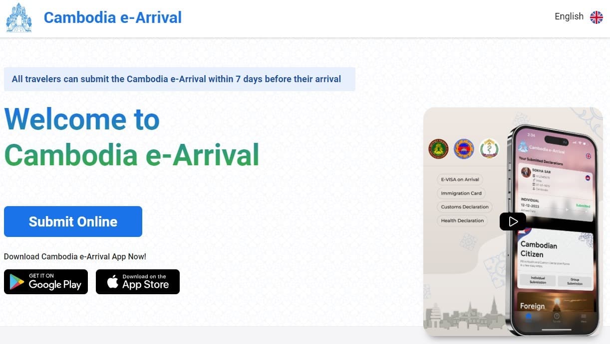 Registro en Cambodia E-Arrival